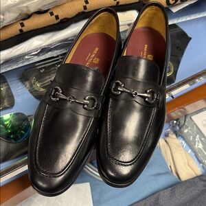 Bruno Magli Black Leather Slip-On Loafers